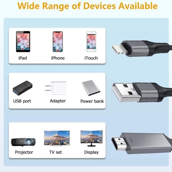 Lightning till HDMI-kabeladapter kompatibel med iPhone