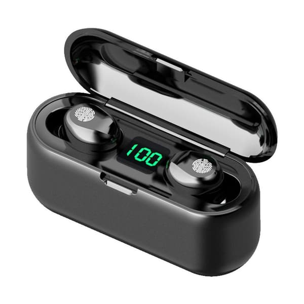 Trådløse Bluetooth 5.1 genopladelige vandtætte IPX5 øretelefoner sorte