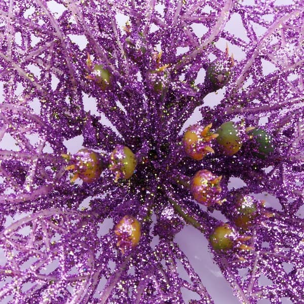 Juledekorasjon Glitter Lilla Juleblomster Hule Kunstig Stoff KLB