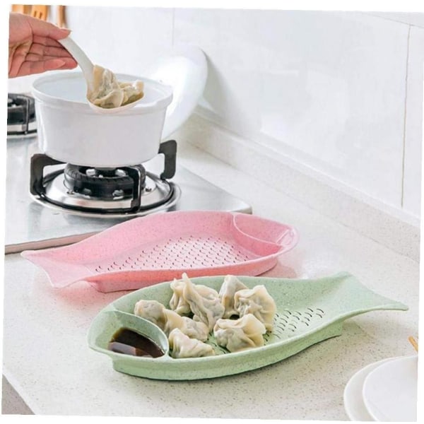 1(grøn) tallerken, letvægts, innovativ fiskeformet vaskbar og genanvendelig til sushi, pommes frites og dumplings