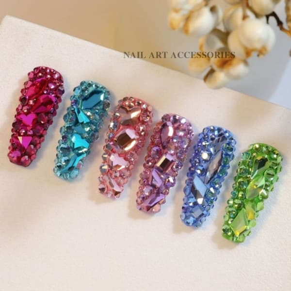 DIY Flat Bottom Shaped Glass Mixing Nail Rhinestone-06
