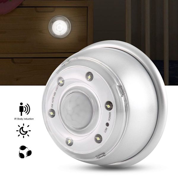 6LED IR rörelsesensor nattlampa ljusstyrka justerbar KLB