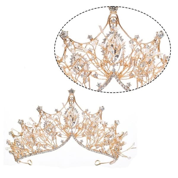 Rhinestone bryllupskroner og tiaraer for kvinner kostymefest gull
