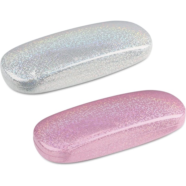 2 Pack Pink and White Glitter Hard Shell case, häikäisevä kannettava case naisille, miehille, tytöille, matka-opiskelutyöt