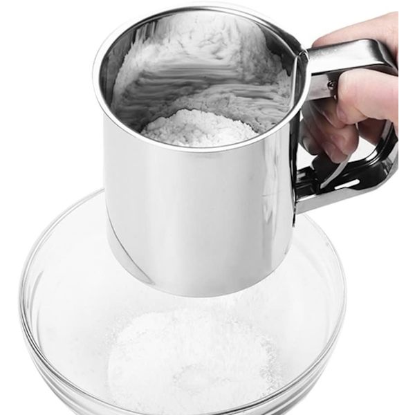 Melsiev -Pulveriseret Sukker Kakaopulver Sie -Rustfrit Stål -13,5 cm -Sølv