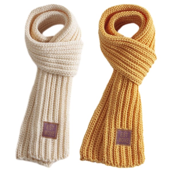 2 Pack Kids Warm Knitted Scarves Winter Neck Warmer Beige + Yellow Soft