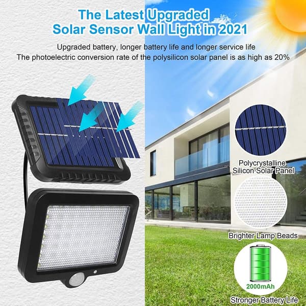 Solcellelys for utendørs bruk (2-pakning IP65-2000mAh) Solcellelys for utendørs bruk