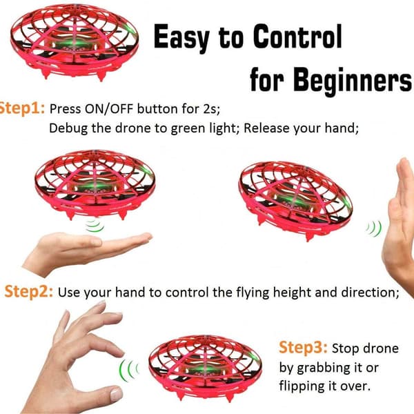 Håndbetjent drone til børn og voksne - Hands Free Mini KLB