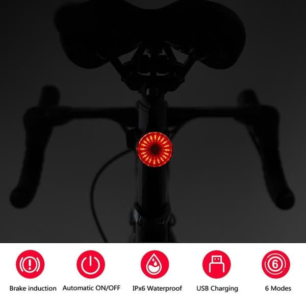 Intelligent LED baklykt USB-ladbart sykkellys bremsesensor