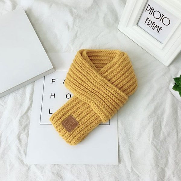 2-pack barnvarma stickade halsdukar vinterhalsvärmare beige + gul mjuk