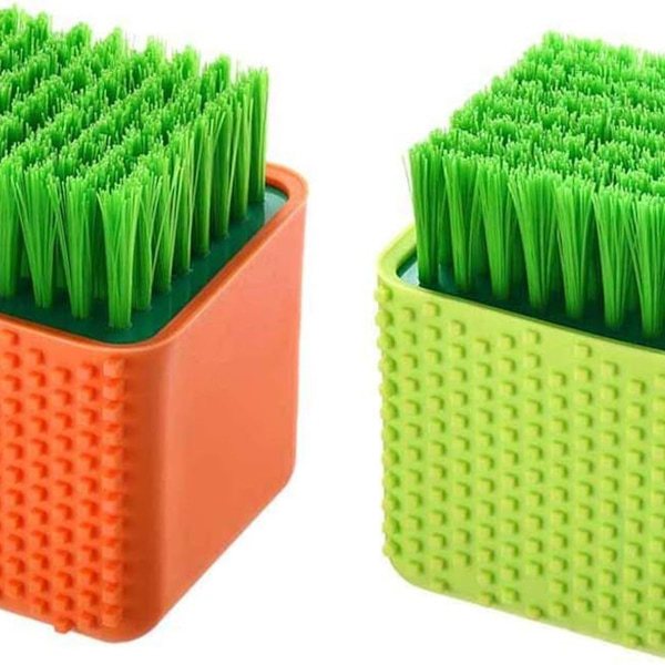 2-pack silikon tvättborste skrubba multifunktionell hushållstyg tvättborste