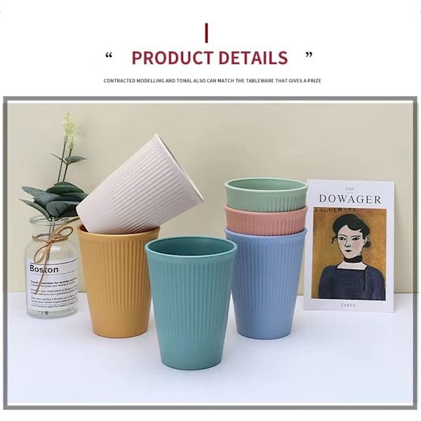 4 st plastglas, hälsosam polypropylen okrossbar mugg för vuxna och barn, set med 4 färger, multifunktion, mikrovågsugn och diskmaskinssäker