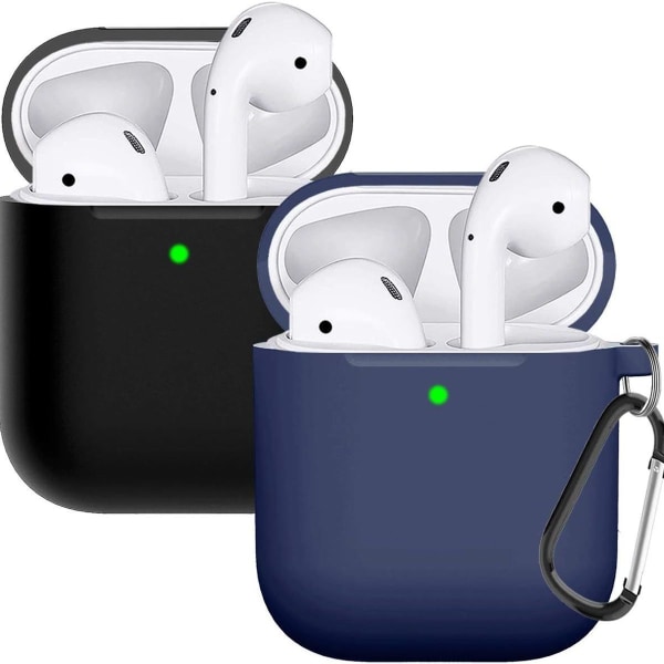 Airpods skal skyddande fodral är kompatibel med svart/marinblå