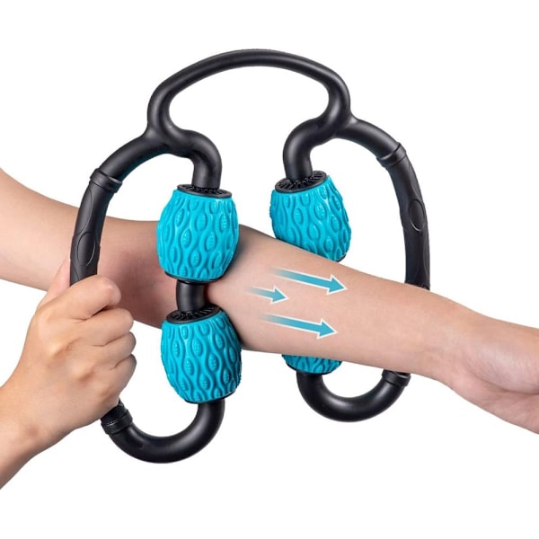 Skumrulle för Muskler, 4 Hjul Skummassagevals, 3D Flytande Anti-Cellulit Blå