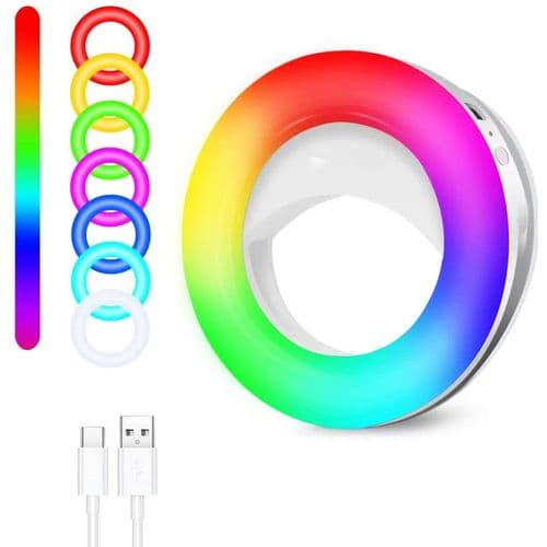 RGB telefonringlys, RealPlus klips-på ringlys med 3 niveauer af kold hvid og