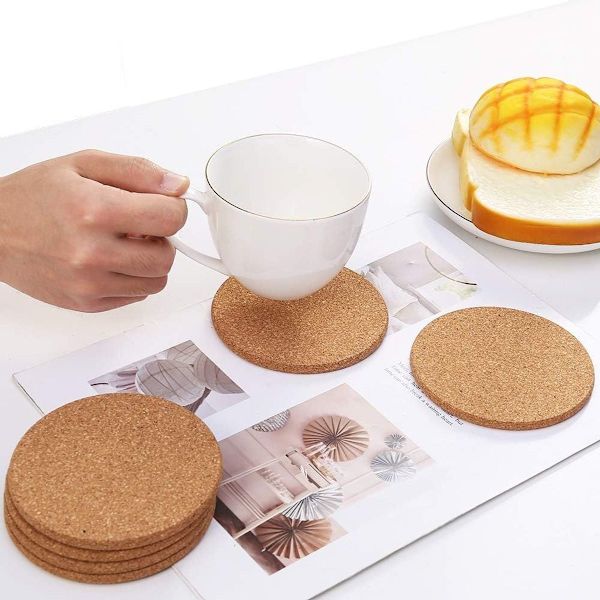 Retro coasters i kork, runde, sett med 20 coasters i tre