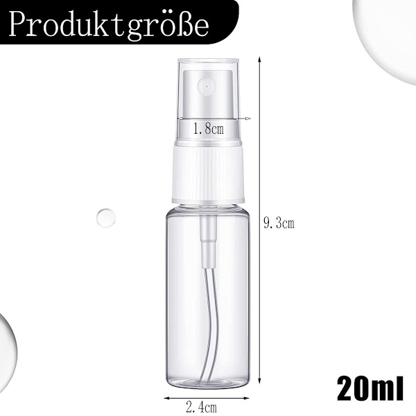5-pack 20 ml sprayflaskor, kosmetisk mistflaska, transparent plastspray KLB