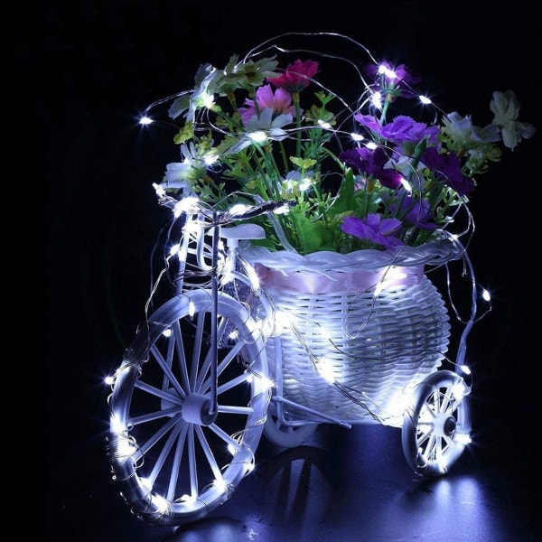 12 stk. batteridrevne mini LED-lyskæder, 20 LED kobbertrådslys, 2 m ba