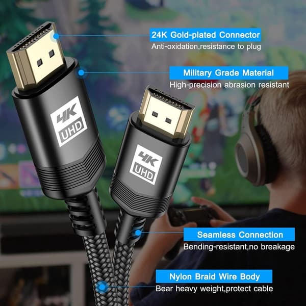 4K HDMI-kabel 15ft, Avibrex höghastighets HDMI 2.0-kabel