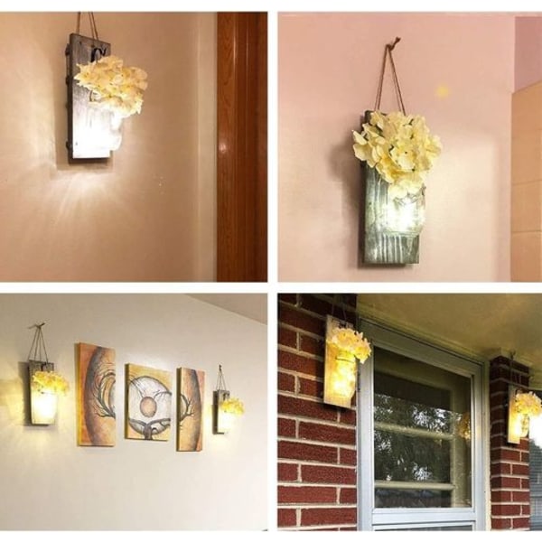Rustika Mason Jar String Lights, Silk Hydrangeas och LED String Lights