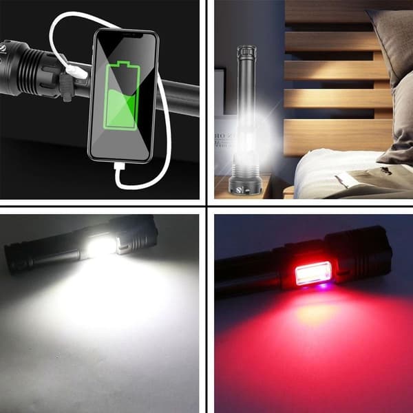 Erittäin kirkas LED-taskulamppu, 7 valotilaa USB-taskulamppu XHP70 26650 akulla KLB