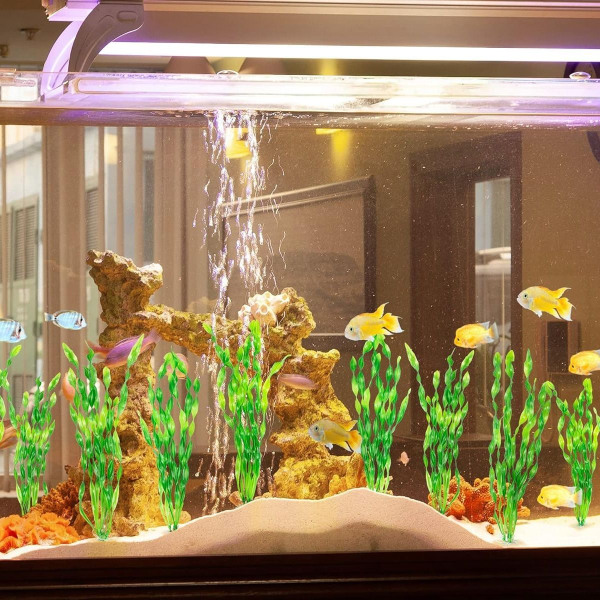 Paket med 10 konstgjorda alger vattenväxter för akvarier Plast grön KLB