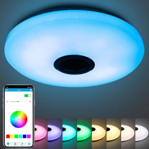 28W LED Musikloftlampe RGBW Dæmpbar Bluetooth Højttaler APP Styring