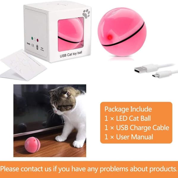 Interaktivt kattelegetøj, 360 graders selvroterende kugle, USB KLB