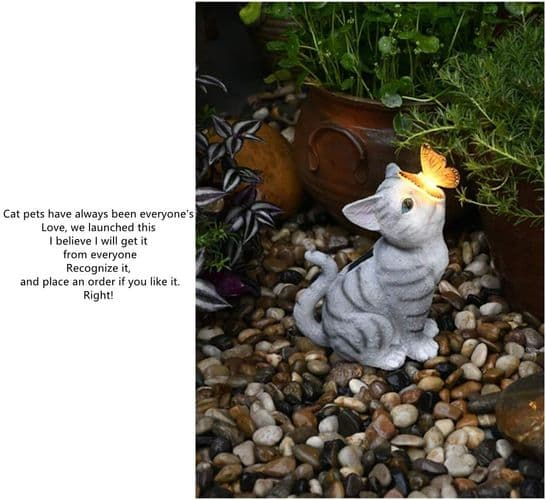 Solcellsdriven LED-belysning Katt Trädgårdsstaty Katt Skulptur Gräsmatta Dekoration