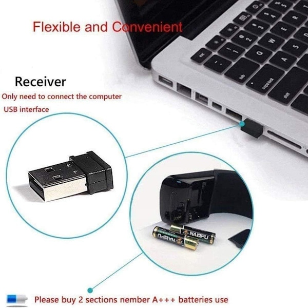 Mus, Arc Mouse, Fällbar Mus, Trådlös Mus med Nano