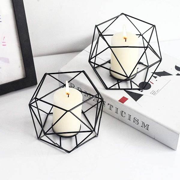 Tealight-hållare ljusstake metall - set om 2 geometriska tealights KLB