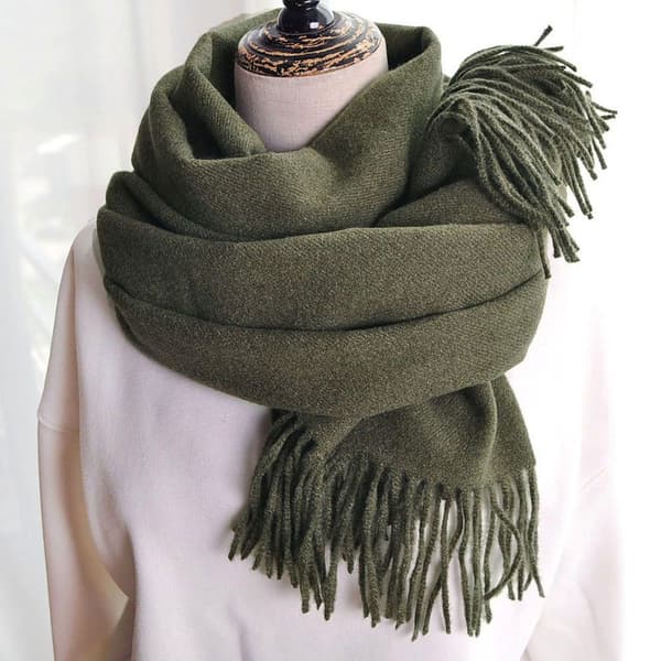 Dames Halstørklæde Tæppe Halstørklæde Cashmere Halstørklæde til Kvinder Hærgrøn
