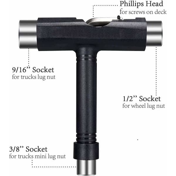 Patin T Tool All-In-One Skateboard Tool, Bærbar Multifunksjonell Skate Tool KLB