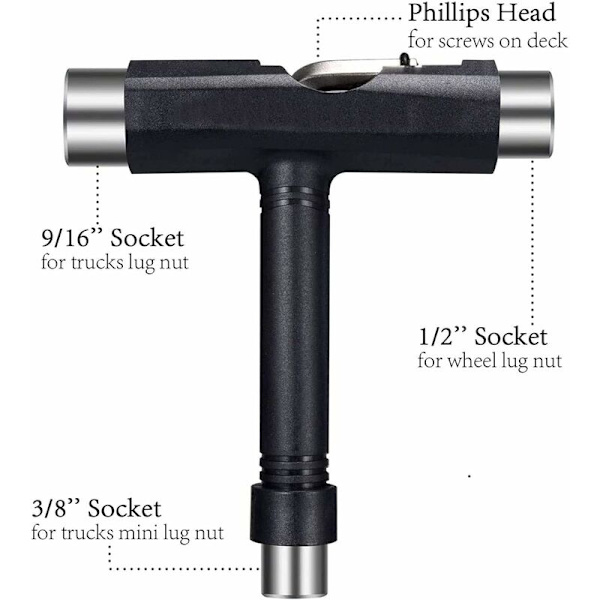 Patin T Tool All-In-One Skateboard Tool, Bærbar Multifunktionel Skate Tool KLB