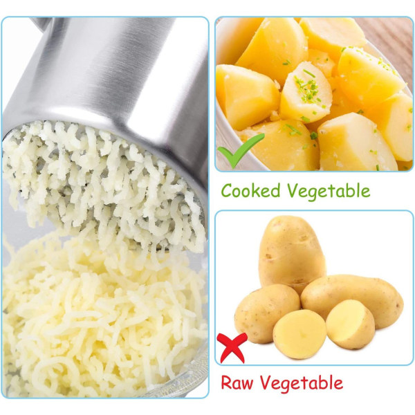 Manuell potatisstötare, professionell potatisstötare i rostfritt stål, perfekt för frukt, grönsaker, baby , 3 utbytbara skivor
