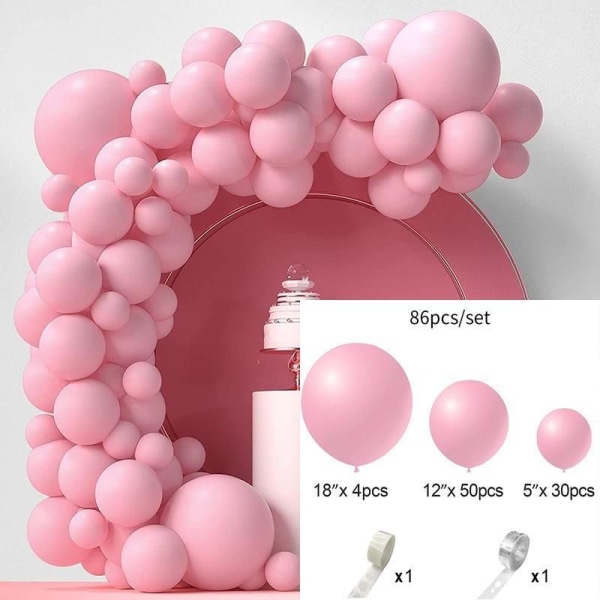 Pink farve balloner, 100 stykker ballon krans mørk pink farve, 5 10 12 18 tommer Pink farve ballon bue sæt til drenge dekoration