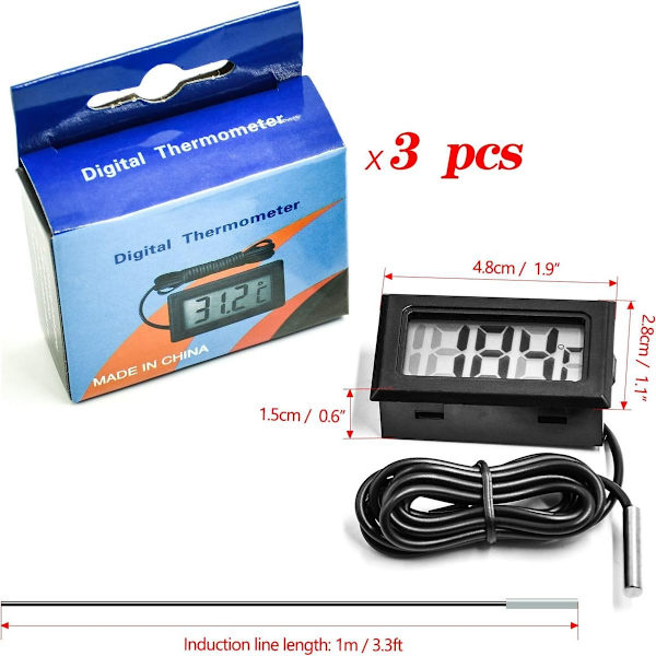 Sæt med 3 LCD-akvarie-termometre Digital Digital Termometer KLB