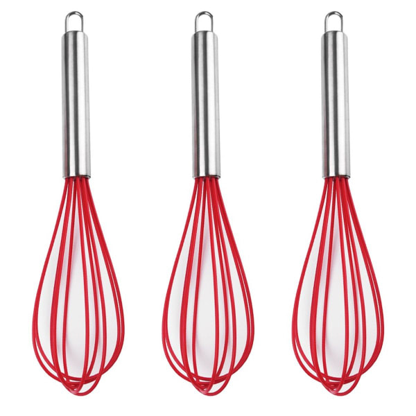 Silicone Balloon Whisk, Milk and Whisk Mixer, Heat Red KLB