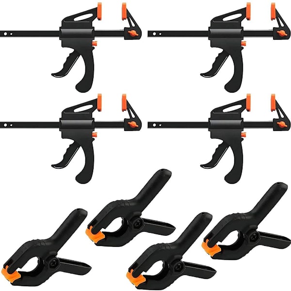 8 stk. F-klemme clips sæt, enhånds klemme, hurtigudløser klemme, klemme