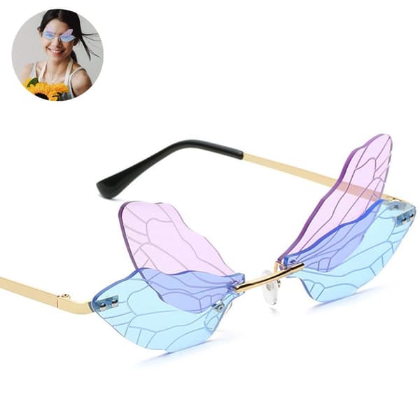 Rimless solglasögon Dragonfly Wings Irregular Style 1 KLB