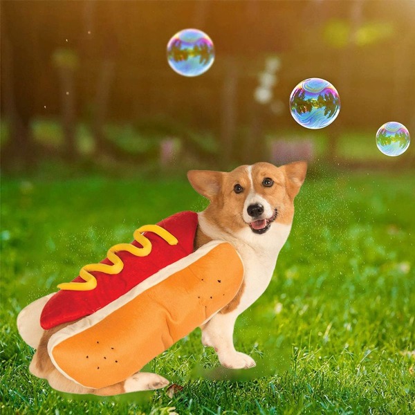 Hot Dog Hundekostyme Varm Myk Søt Festkostymer for Valp L