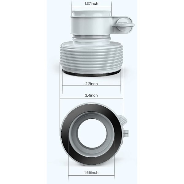 Typ B slangadapter för pumpar, 2-pack, slangadapter för pooler för 1,5\" och 1,25\" kopplingar KLB