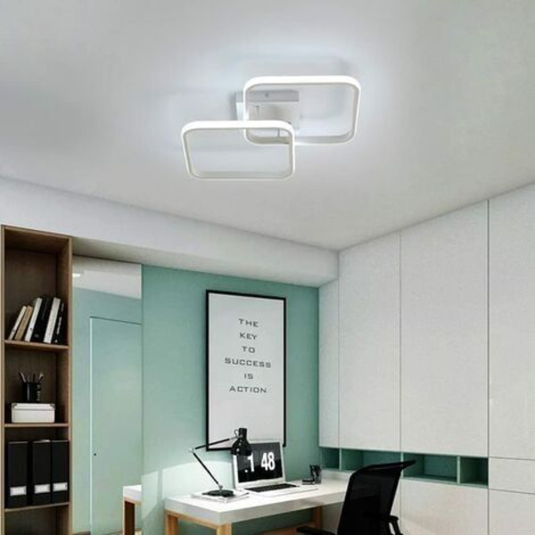 LED-lysekroner Moderne firkantede taklamper, 42W akryl taklampe for kjøkken spisestue stue studio kontor, 6500K diameter 59CM (hvit)