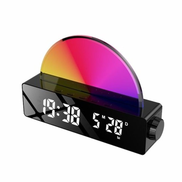 Solnedgång Ljus LED Digital Display Elektronisk Klocka USB Plug-in Skrivbordstemperaturmonitor
