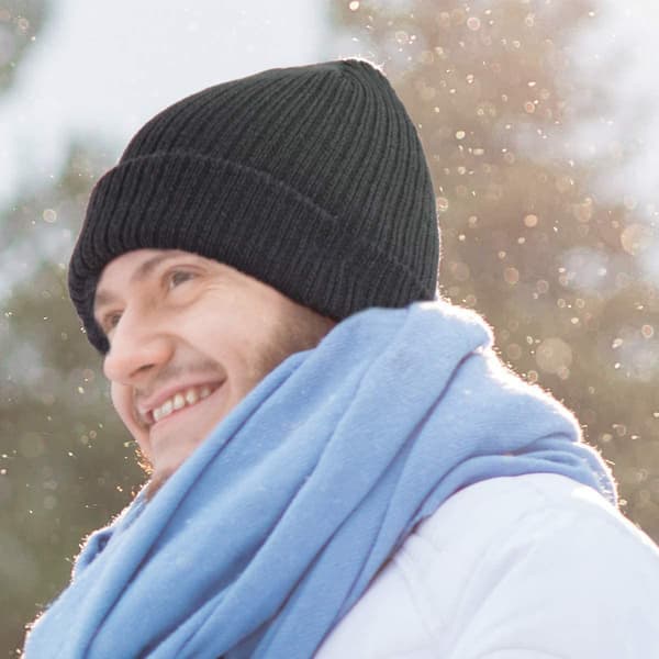 Unisex vintermössa, stickad mössa, varm mössa, mjuk, uppvikt,
