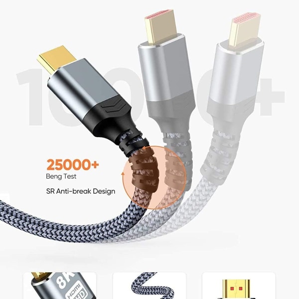 Ultra High Speed ​​8K 60Hz HDMI-kabel 3,3ft/1m, Highwings