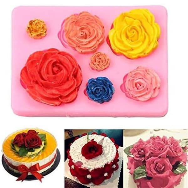 2 stk. Rose Blomster Silikoneforme Kage Chokoladeform Bryllupskage