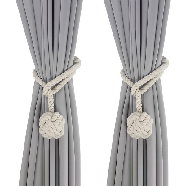 Gardinklips Beige 64cm, 2 stk Gardinklips, Håndstrikkede Gardinklips, Gardintau Klips, Gardiner-