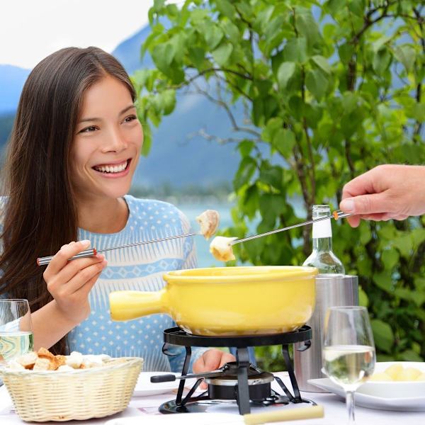 Rustfrie stålfonduegafler med varmebestandigt håndtag til