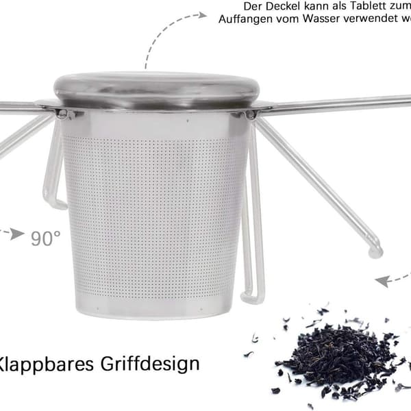 tesil i rostfritt stål 304, tesil med lock/droppbricka, 2 delar